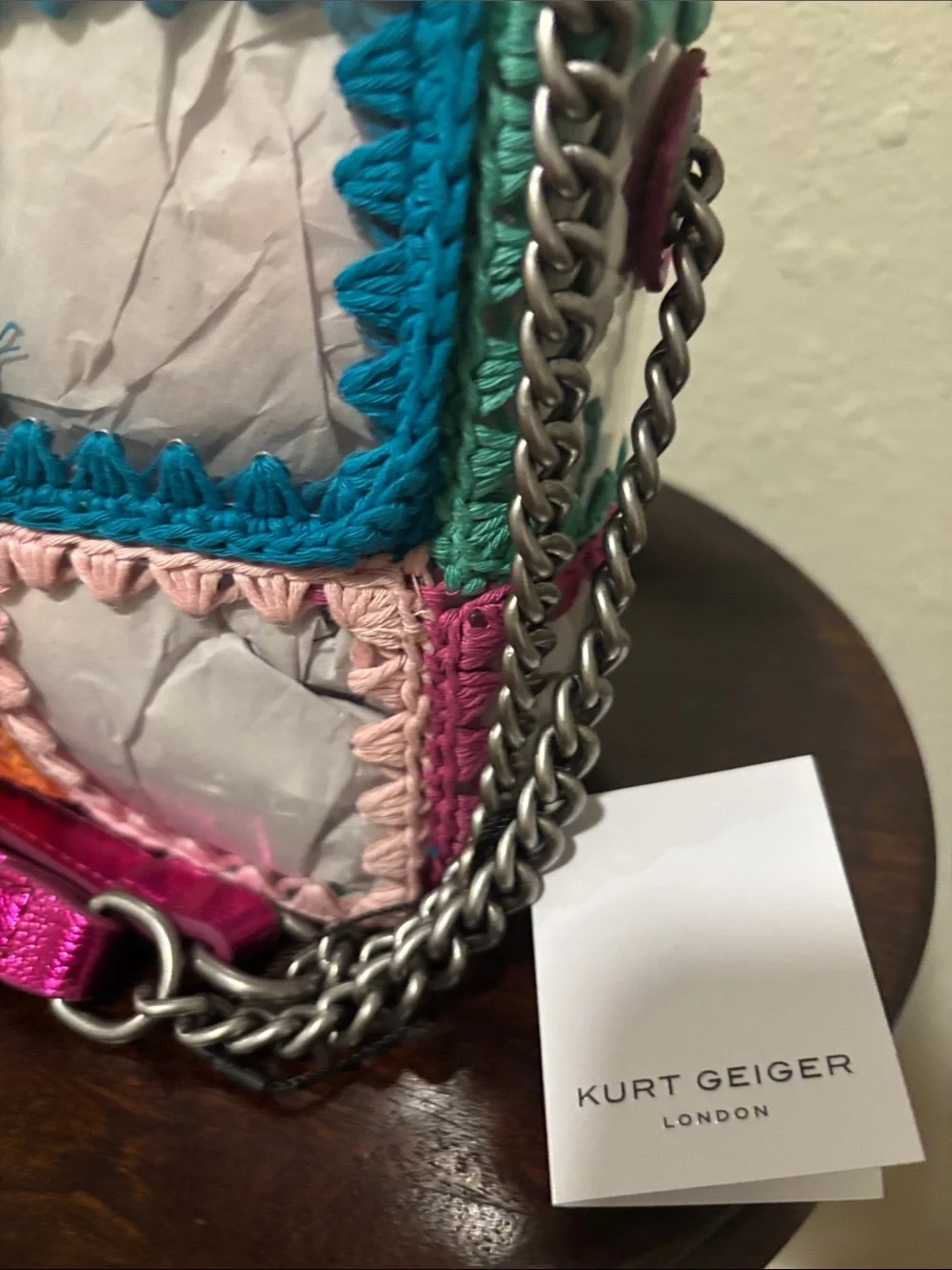 Kurt Geiger Multicolor Crochet Patchwork Shoulder Bag